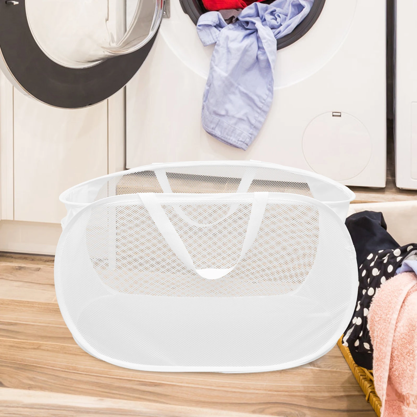 

Portable Dirty Mesh Basket Laundry Large Capacity Large Mesh Laundry Hamper Nylon Storage Hamper Bins Home Use