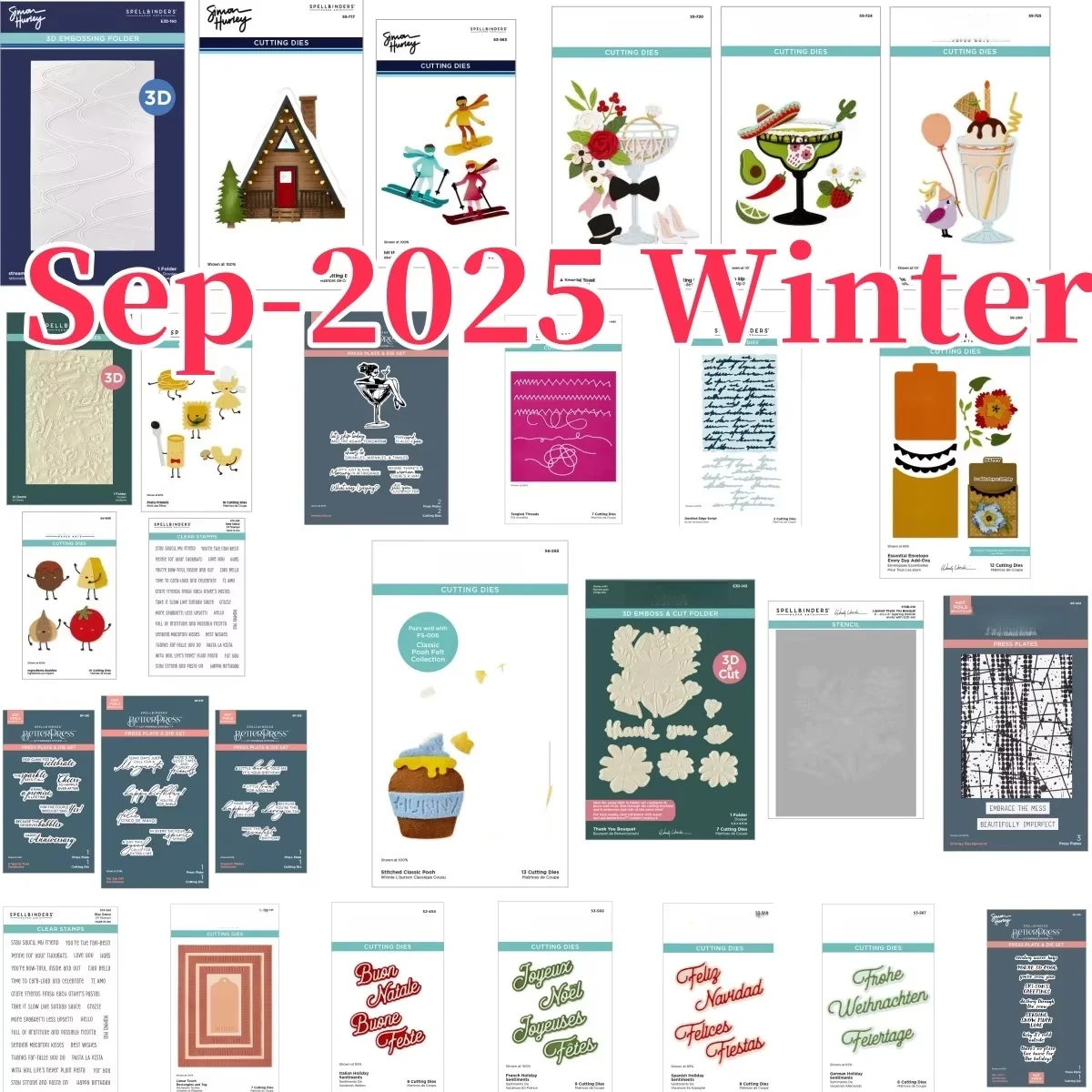 

2025 Winter Wishes Sentiments and Skiing Flowers Metal Cutting Dies Stamp Stencil Press Plate For DIY Scrapbook Craft Decoration