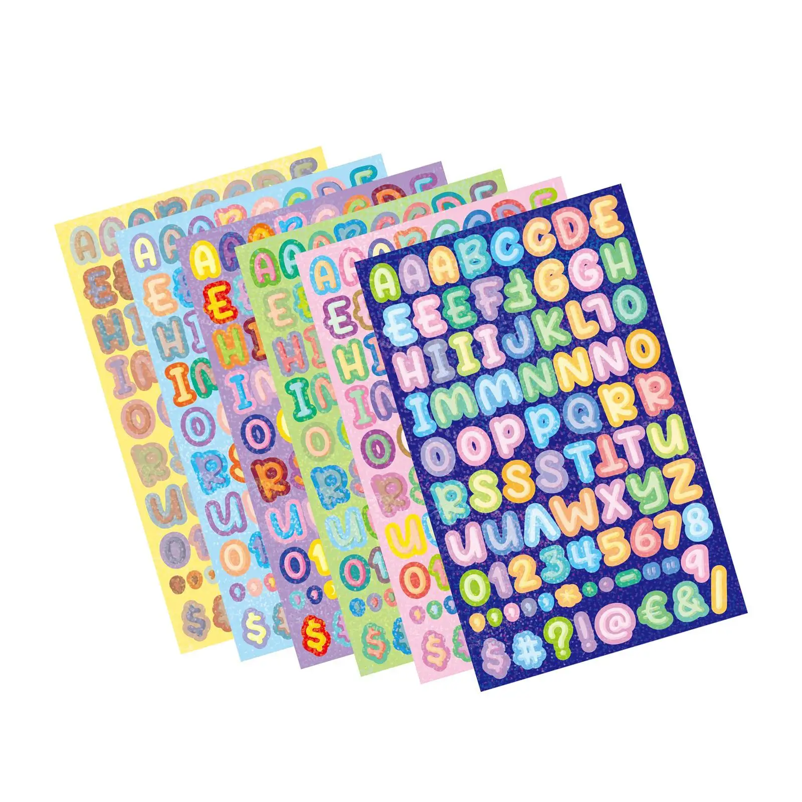 6Pcs Letter Number Stickers Cute Initial Alphabet Paster Cartoon Stickers for Planner Laptops Phone Cases Christmas Card Album