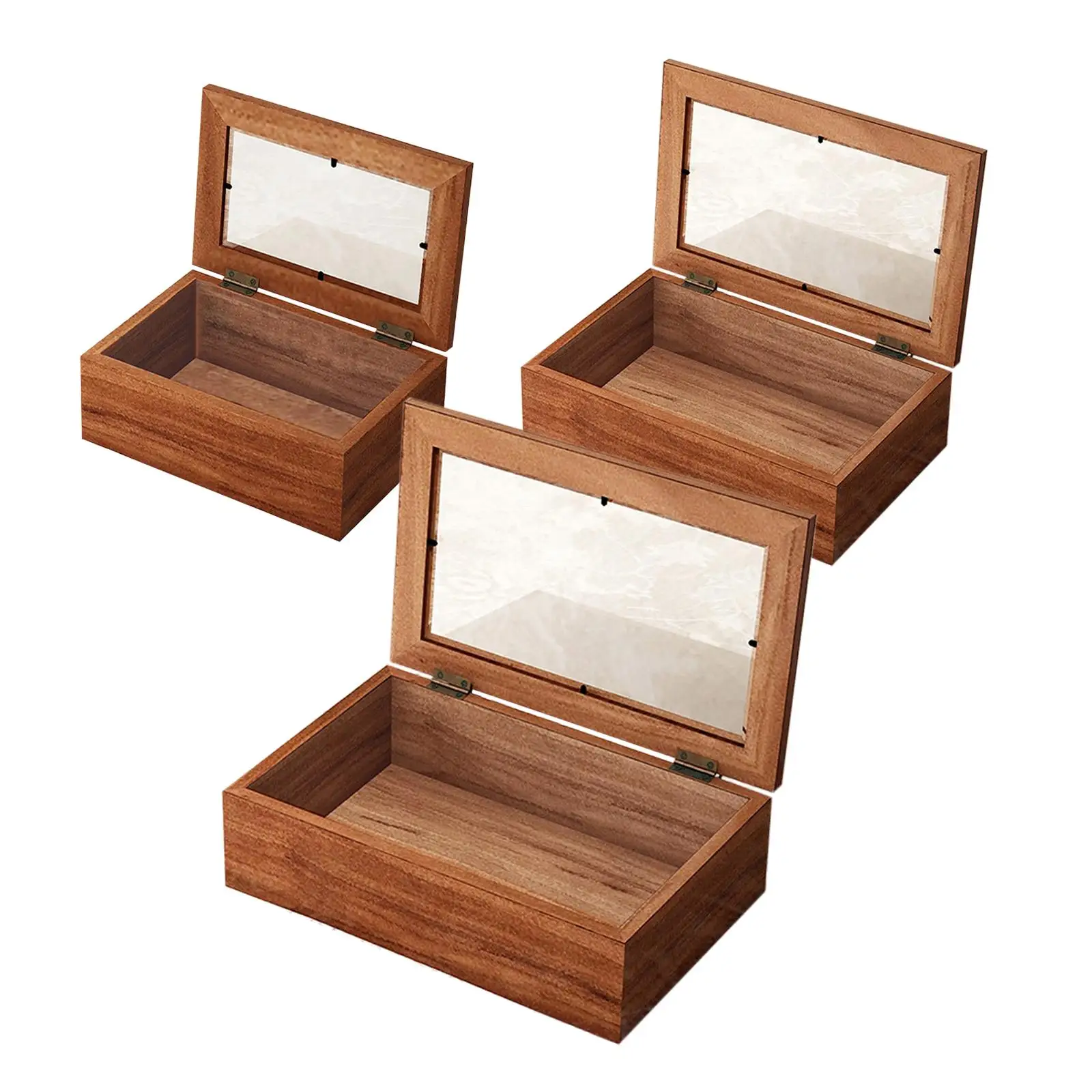 Wood Storage Box Jewelry Organizer Box Multifunctional Antique Trinkets Box with Clear Lid for Art Hobbies Collectibles Sundries