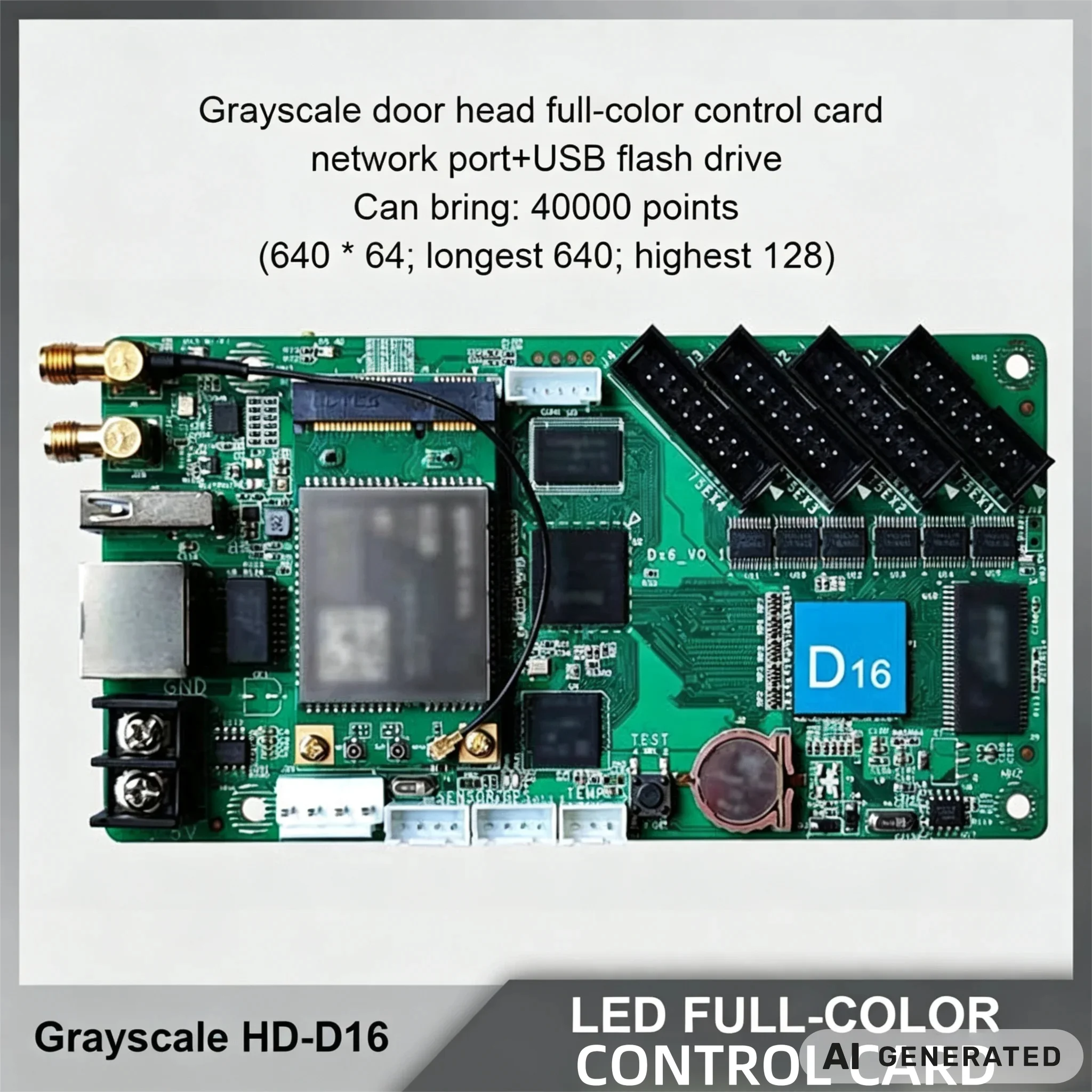 Grayscale HD-D16 Full Color LED Control Card Door Head Network Port USB Flash Drive Support 40000 Points