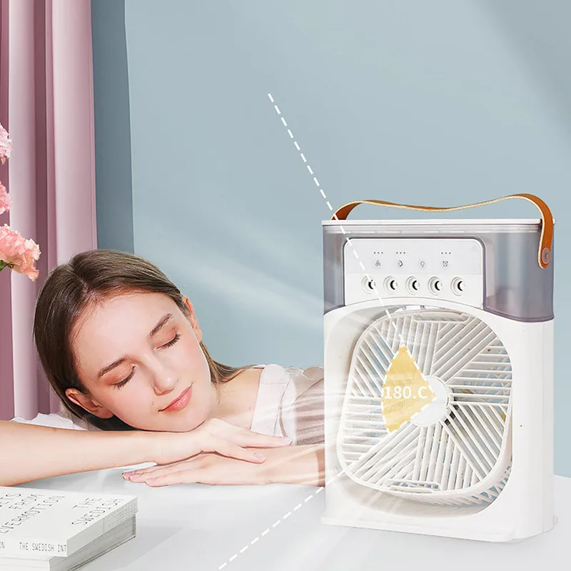 3in1 Fan Humidifier Atmosphere Light Portable Mini Humidifier Refrigerator Air Cooler Connected to Large Capacity Water Tank Pow