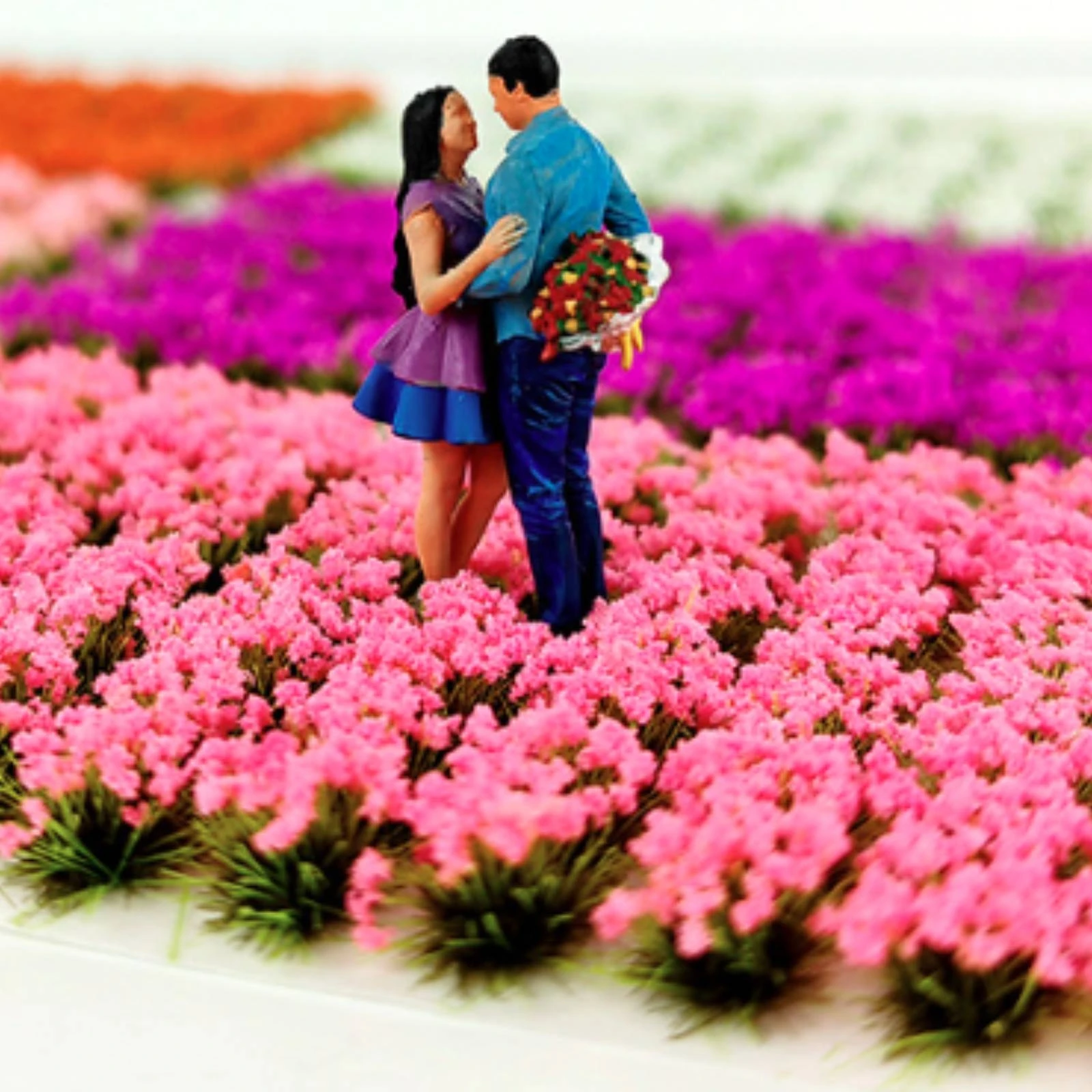 Scenery Mat with Flowers Artificial Miniature Flower Cluster Flower Tufts Lightweight Miniature Flowers Flexible for Modelers