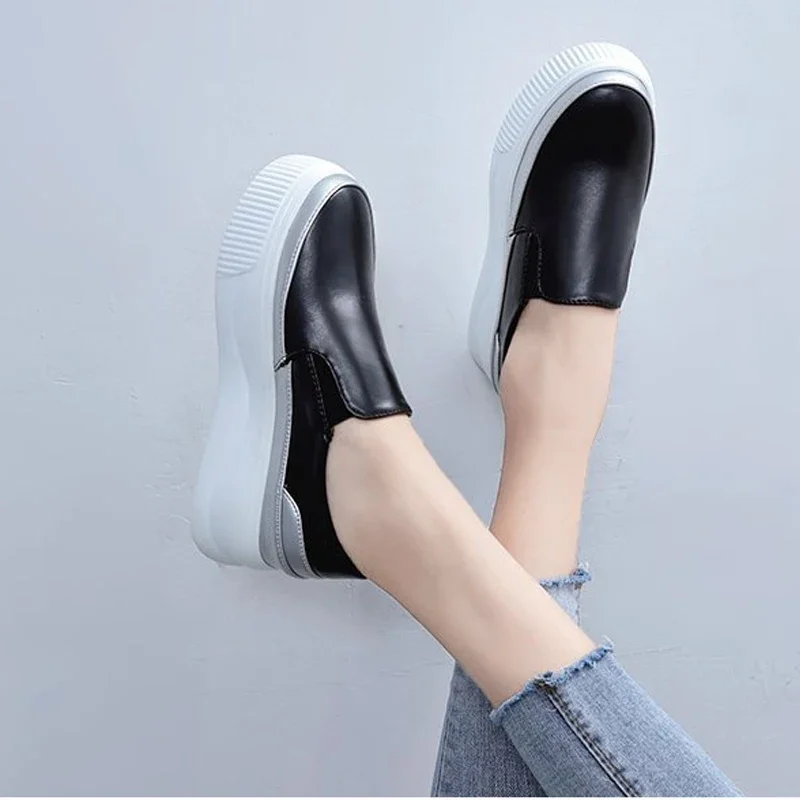 Women Slip on Loafers Ladies Sewing Platform Vulcanized Shoes Woman PU Leather Fashion Casual Footwear Female Comfort Shoe 2020