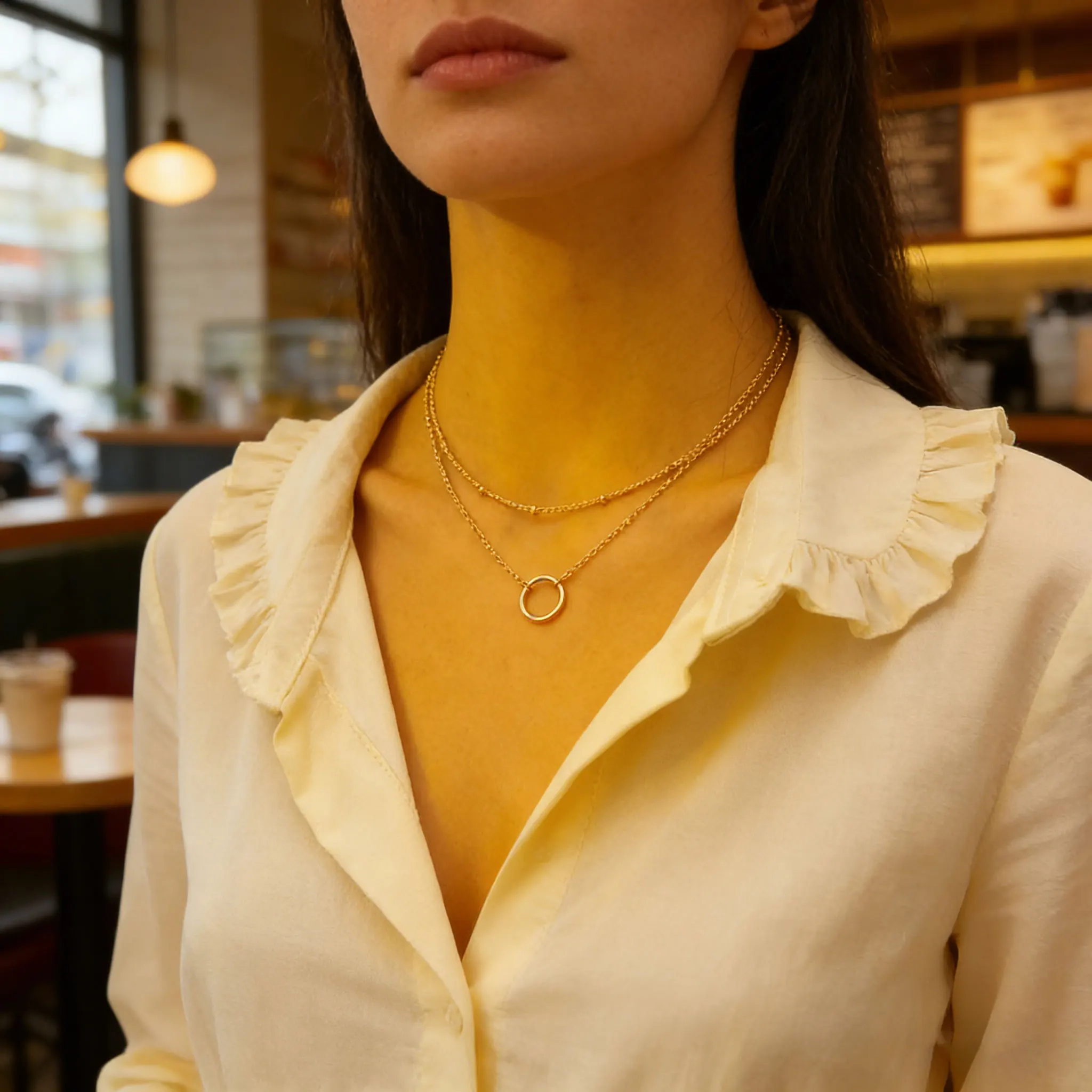 

Boho Chic Golden-Tone Heart Necklace 1Pc - Women's Zinc Alloy Casual Wear Accessory