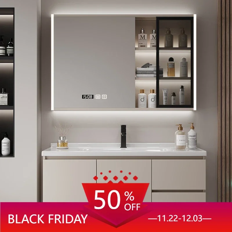 

Storage Shelf Space Saving Bathroom Cabinet Column Multipurpose Mirror Wc Furniture Mdf Plastic Wardrobe Vanity Sink Luxury Base