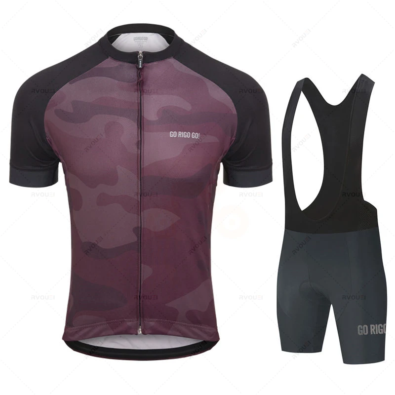 Go Rigo Go Conjunto de Jersey de Ciclismo verano transpirable Ropa de Ciclismo de manga corta MTB Ropa de Ciclismo babero bicicleta Ropa Ciclismo