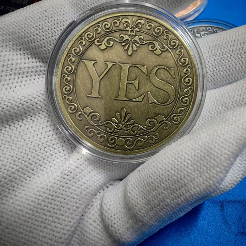 Vintage Bronze YES NO Decision Coin Flip Coin Metal Challenge Coin for Collection Decision Making Souvenir Gift Desktop Decor