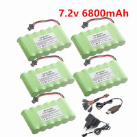 7.2V 6800mAh SM Plug Ni-MH Battery and Charger Set For RC Cars Robot Tanks Gun Boats Toys Accessories