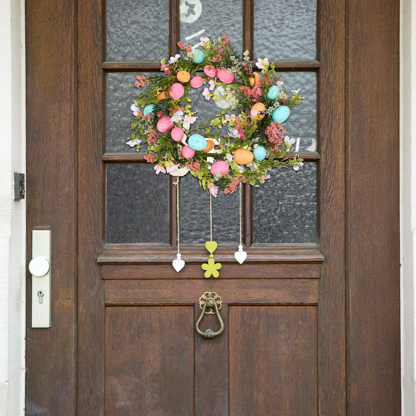 

Cute Easter Wreath Artificial Greenery Front Door Hanging Indoor Decor Photo Setup Festive Decoration