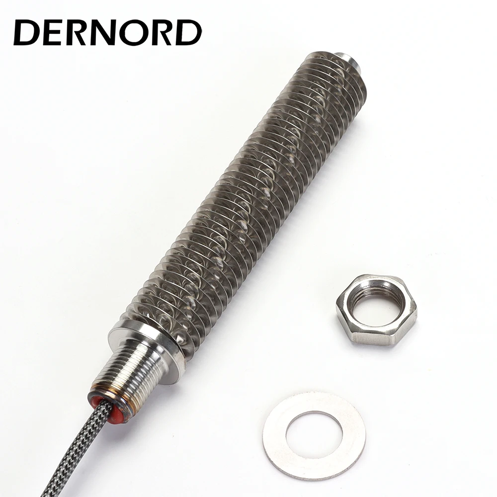 DERNORD 220v Finned Heater Hot Air Heating Element with M18 Thread SUS304 Electric Tubular Heater 100w/200w/300w/400w/500w