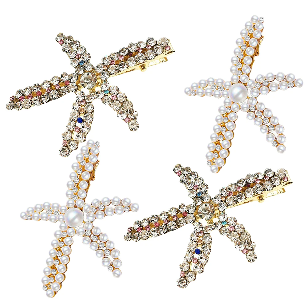 

4 Pcs Pearl Hair Clips Bridal Accessories Women Rhinestone Barrettes Wedding Brides Hair Pins For Girls Bride