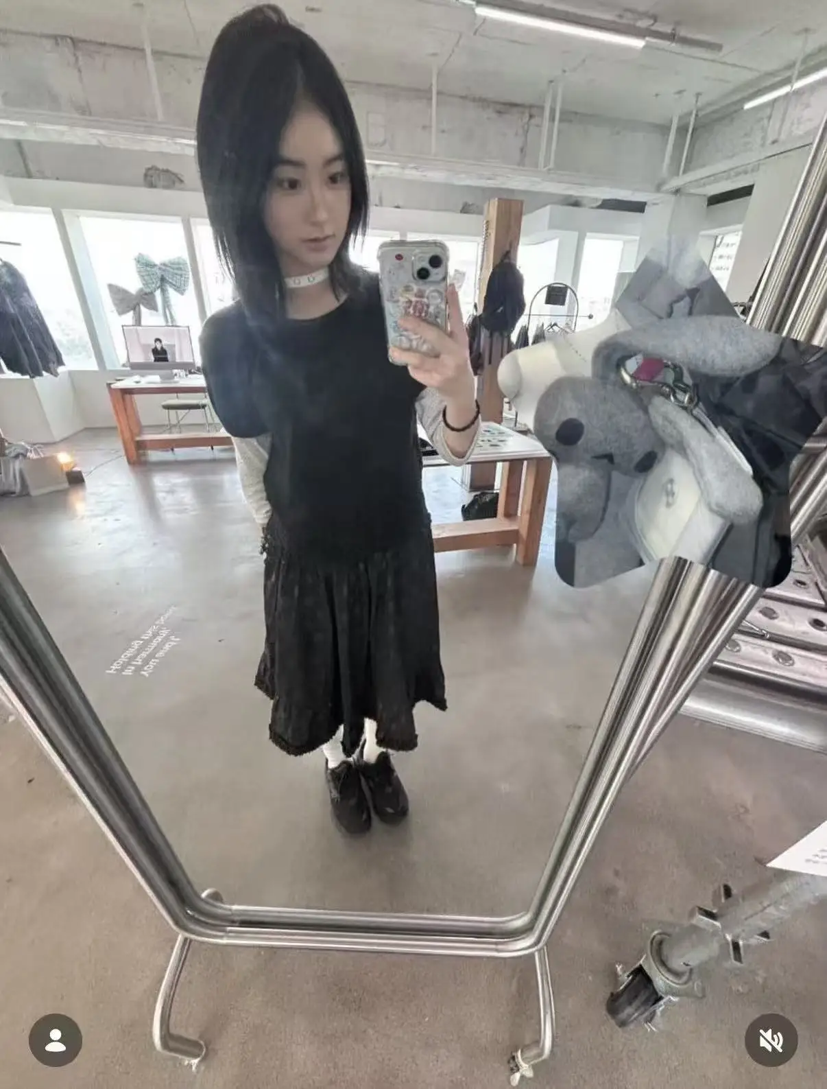 Cute Polka Dot f Skirt with Gathered Waist Elastic Cotton Vintage Sle Women's Casual Gingham Plaid  Skirt