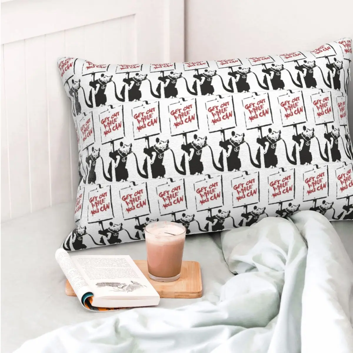 Get Out While You Can Banksy Graffiti Rectangle Pillowcase Cushion Cover Decorative Bedroom Bed Home Comfort Throw Pillow