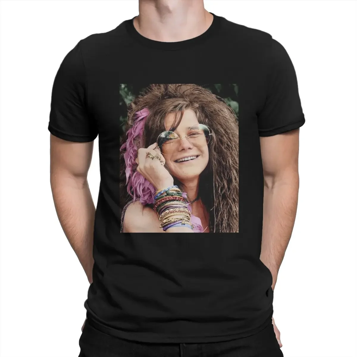 Janis Joplin Pure Cotton Tops Funny Short Sleeve Men's American Rock Musicians Of The 1970s T Shirts  heavyweight 2024 fashion