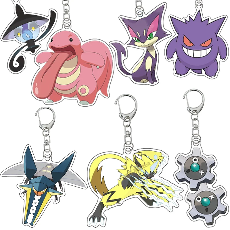 البوكيمون Zeraora Celebi Poipole Munna الذاتي الصنع الكرتون سلسلة مفاتيح مصنوعة من الأكريليك على ظهره اكسسوارات قلادة أنيمي الكلاسيكية جمع