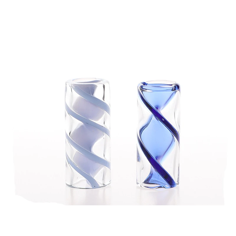 D12MM H30MM Stripe Color Mini Glass Cigaret Pipe Filter Tips Round Mouth for Dry Herb Tobacco Rolling Drip Thick Pyrex Mouthtip