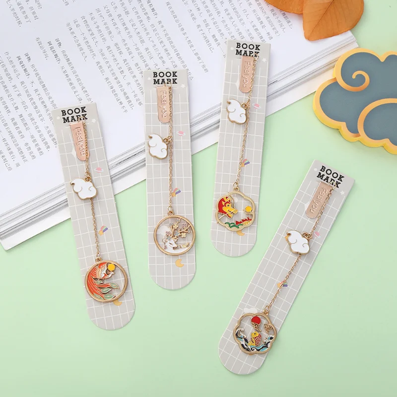 Baiyun Flower Deer And Carp Bookmark Bookclip Tab Alloy Bookmark Pendant Accessories Escolar Papelaria Office School Stationery