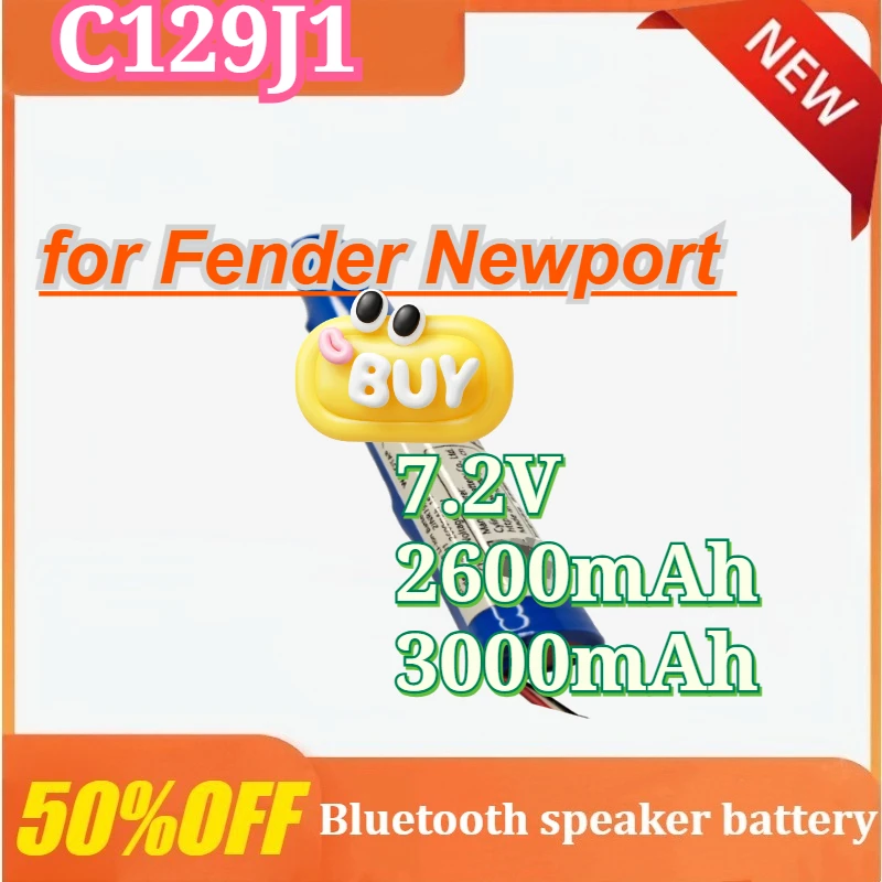 

New C129J1 7.2V 2600mAh 3000mAh Bluetooth Speaker Lithium Battery for Fender Newport Rechargeable Battery Accessories