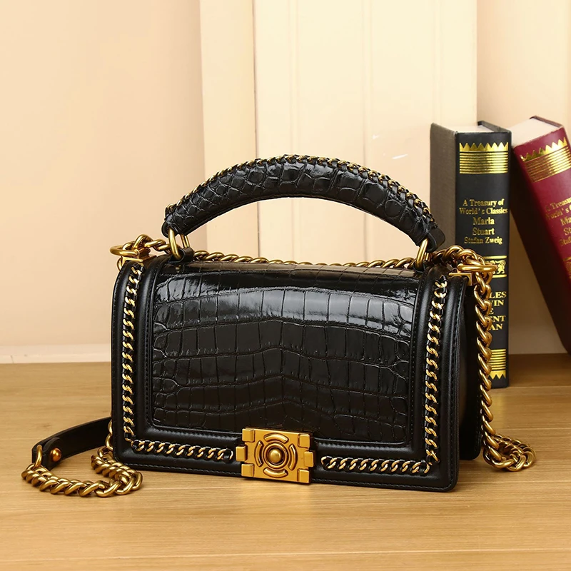 High quality Genuine cowhide women Luxury bag Women\'s handbag Crocodile patterned real cowhide bag fashion Bags for women