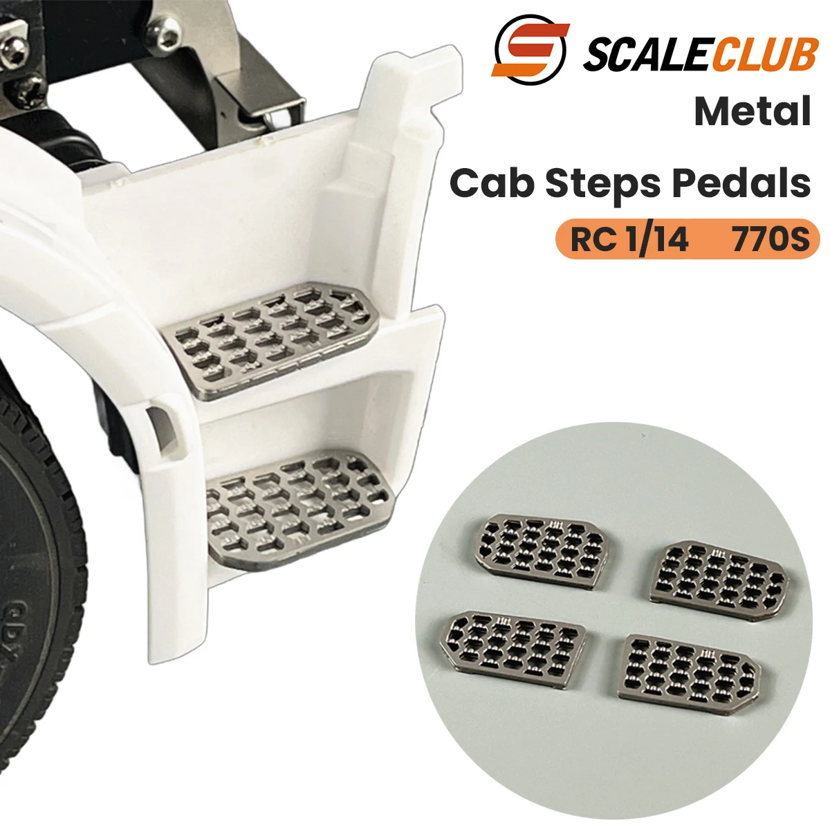 Pedali in Metallo SCALECLUB, Gradini per Cabina, Parti di Aggiornamento per Camion RC Tamiya 1/14 Scania 770S 56368, Accessori per Auto Giocattolo