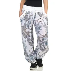 Women's Comfortable and Fashionable Harlan Casual Pants Loose Print Long Pocket Belt Wide Leg Pants