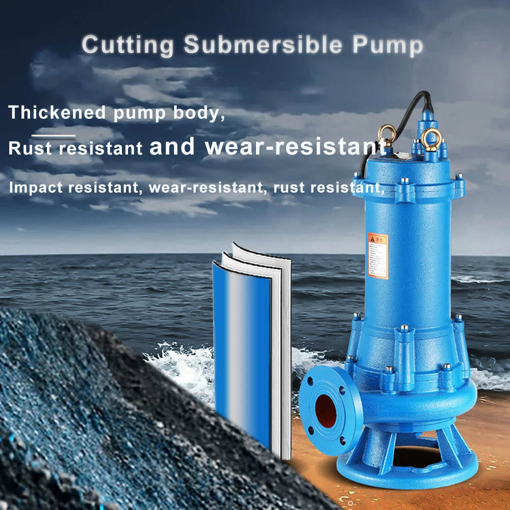 High Lift And High Flow Rate 7.5hp Impeller Self Priming Sewage Pump 7kw Cutting Type Submersible Sewage Water Pump