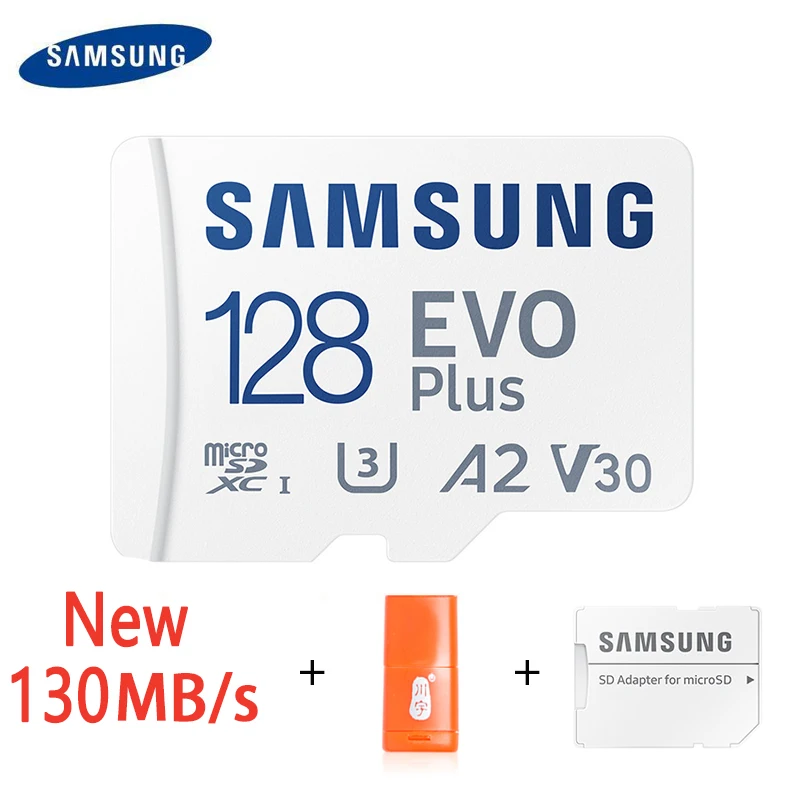 

New SAMSUNG 64gb 128gb 256gb 512GB TF(MicroSD) EVO Plus 4K U3 V30 A2 Read 130MB/s high-speed console tablet MEMORY Card reader