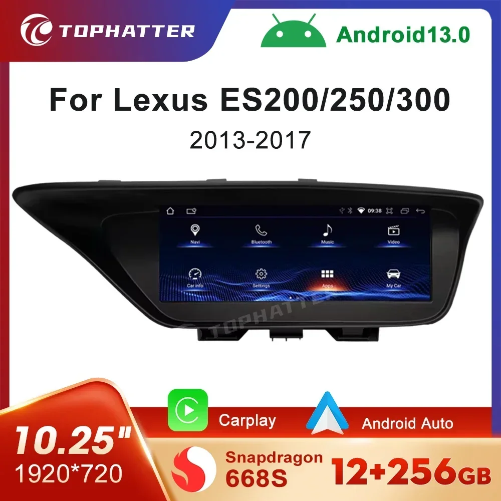 Android 13  For Lexus ES ES200 ES250 ES300 2013-2017 Car Multimedia Player CarPlay Screen GPS Radio Auto Video Navigation DSP 