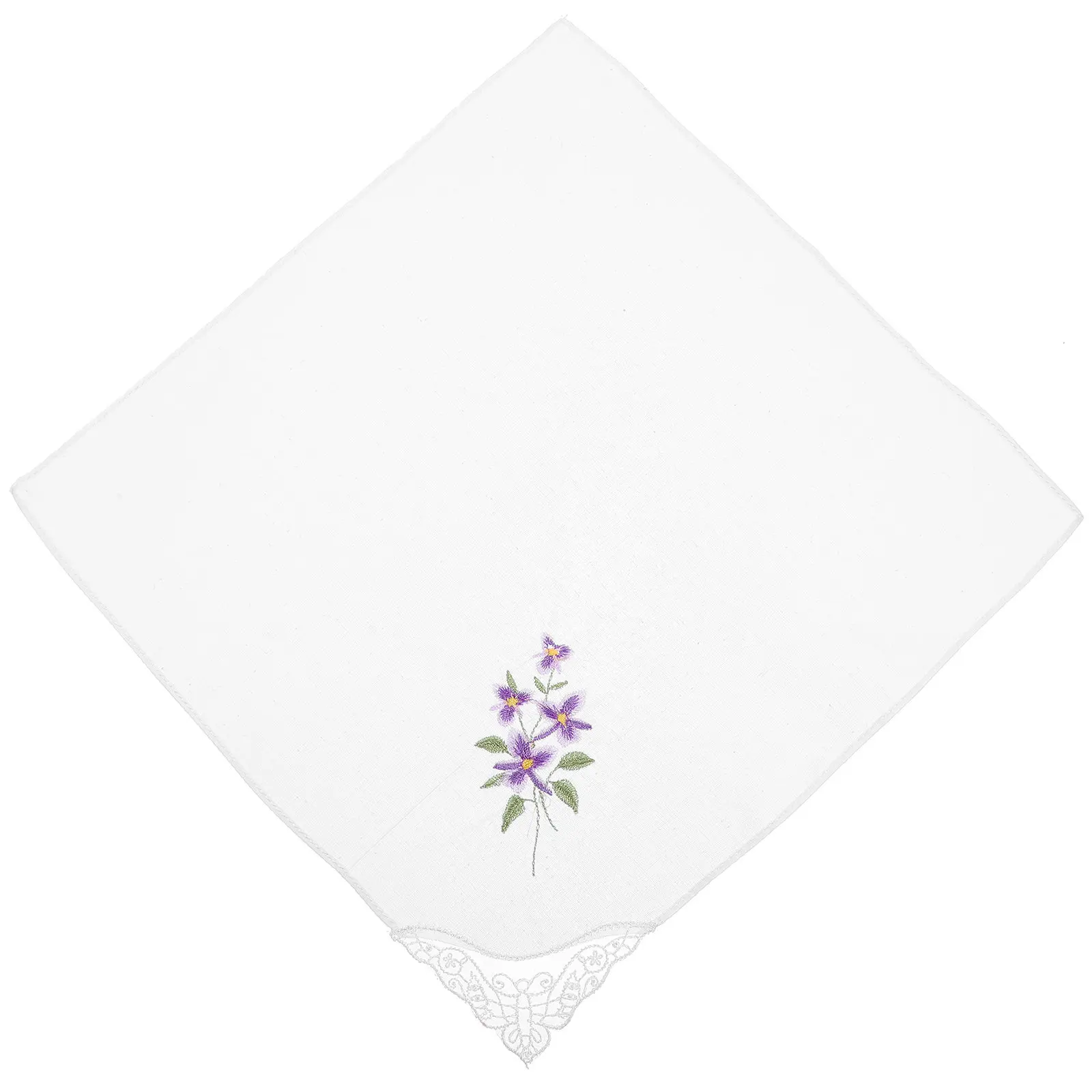 Embroidered Cotton Handkerchief for Women Elegant Lace Edge Pocket Handkerchief Square for Bridal Shower Gift Banquet Dating