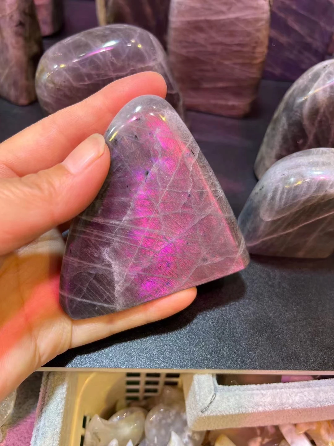 100g-1600g Natural Crystal Blue and violet Moonstone Raw Gemstone Ornament Polished Quartz Labradorite Decorating Stone Healing - Image 5