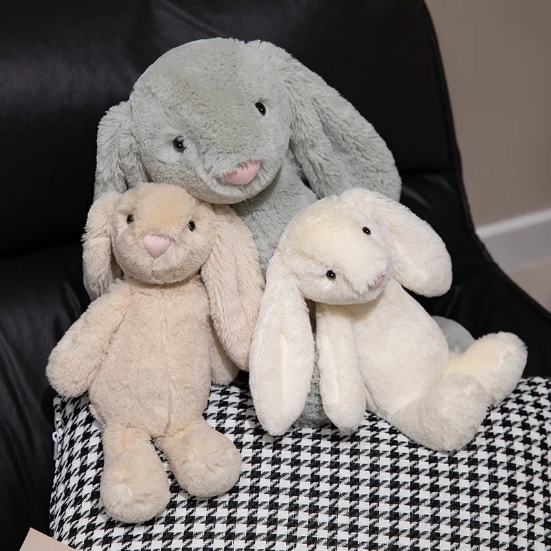 New 20/30/45cm Kawaii Long Ears Looper Rabbit Plush Doll Pillow Gray White Brown Healing Rabbit Plush Toy For Girls Birthday Gif