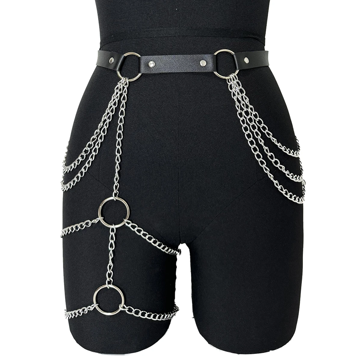 قطعة واحدة من حزام تزيين الجسم على شكل سلسلة نسائية قابل للتعديل من الجلد وحزام ضيق للاستخدام اليومي في الحفلات والعطلات #5