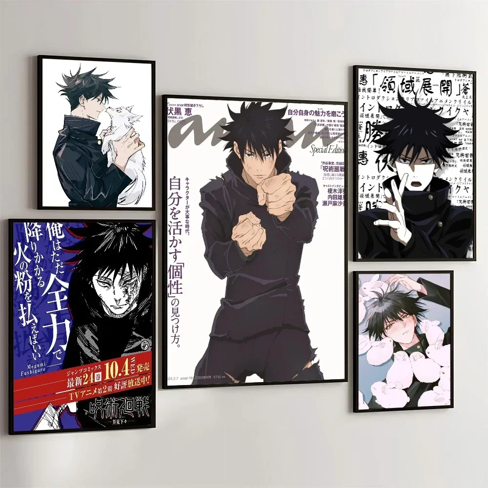Póster de Jujutsu Kaisen Fushiguro Megumi, carteles adhesivos de película, papel Kraft Retro para habitación, Bar, cafetería, pintura artística estética para pared, 1 ud.