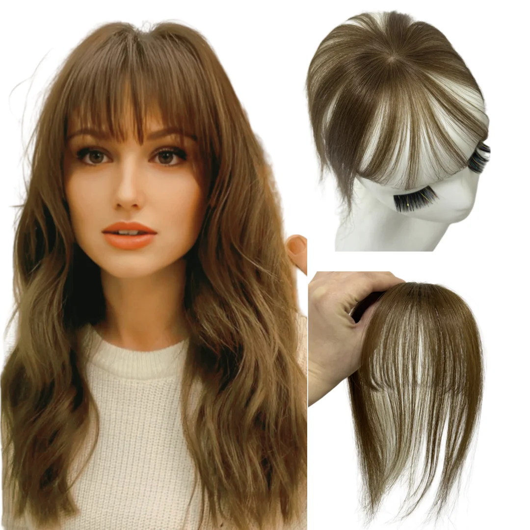 

360 ° Заколка для челки, 100% настоящие человеческие волосы, бахрома, шиньон, тонкая воздушная челка, наращивание волос для женщин, аксессуары для волос для ежедневного использования