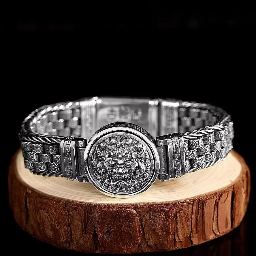 New Men\'s Bracelet Large and Domineering Beast Gluttonous Pixiu Tide Men\'s Retro Woven Men\'s Bracelet Jewelry Accessories