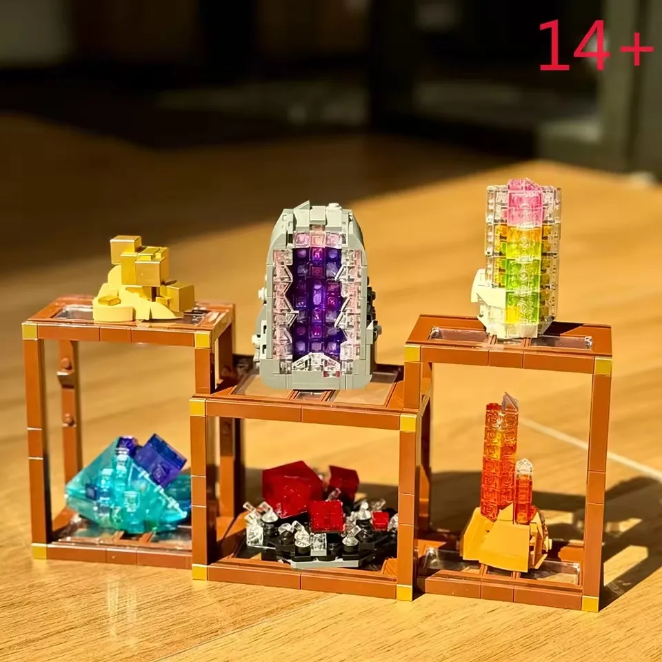 

2026 moc Crystal Gemstone Building Blocks 21362 Mineral Collection Gemstone Transparent Particles 880PCS Toy for Boys and Girls
