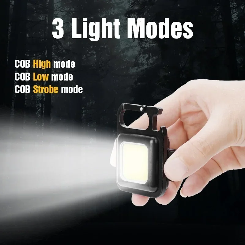 Portable Mini COB Keychain Light USB Rechargeable Outdoor Camping Hiking LED Flashlight Lamp Magnetic Mount Work Lamp