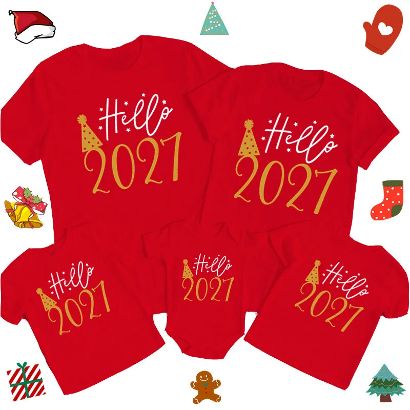 Hallo 2027, Familien-Outfits zum Neujahrsfeier, Papa, Mama, Kinder, Baby-Strampler, Kurzarm-Baumwoll-Familien-Look-T-Shirts – Detail 5
