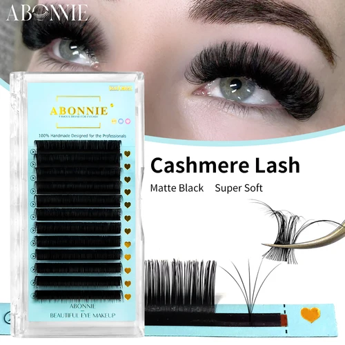 ABONNIE Cashmere Individual Eyelash Extensions C CC D Curl Matte Black Premium Volume Mink Lashes Extensions 