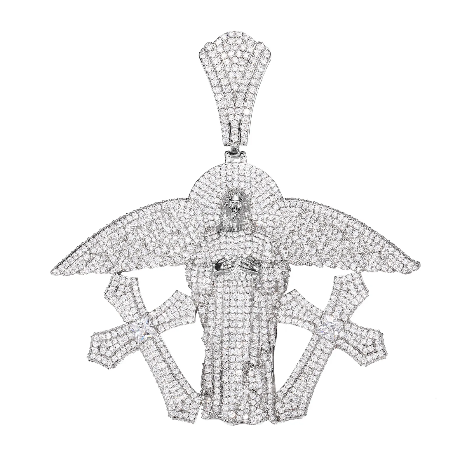 European and American angel Muse avatar hip hop trend necklace full of zircon versatile pendant jewelry accessories
