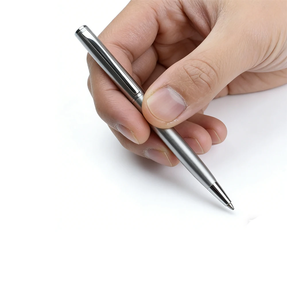 Mini Stainless Steel Metal Ballpoint Pen with 10 Replacement Refills Set, Portable Pocket Ballpen Compact Short Pen for Wallet image 2