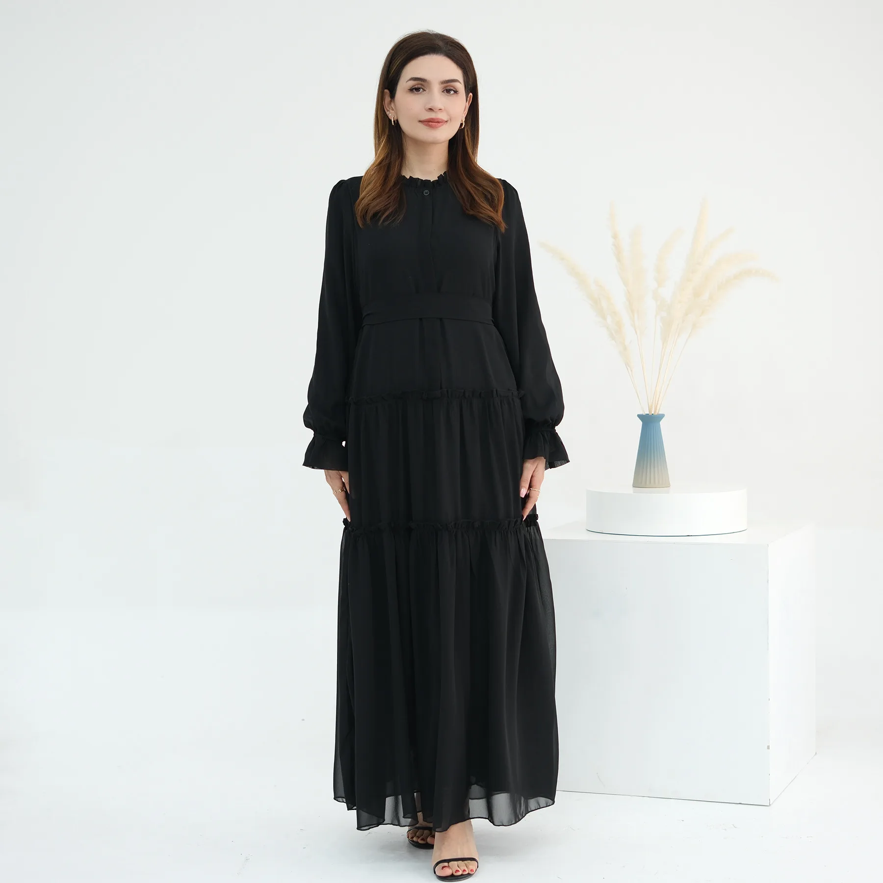 Enkellange Jurk Moslim Mode Kleding Vrouwen Abaya Dubai Arabische Lange Mouw Ramadan Jurk Turkije Caftan Marocain Abaya Vestidos