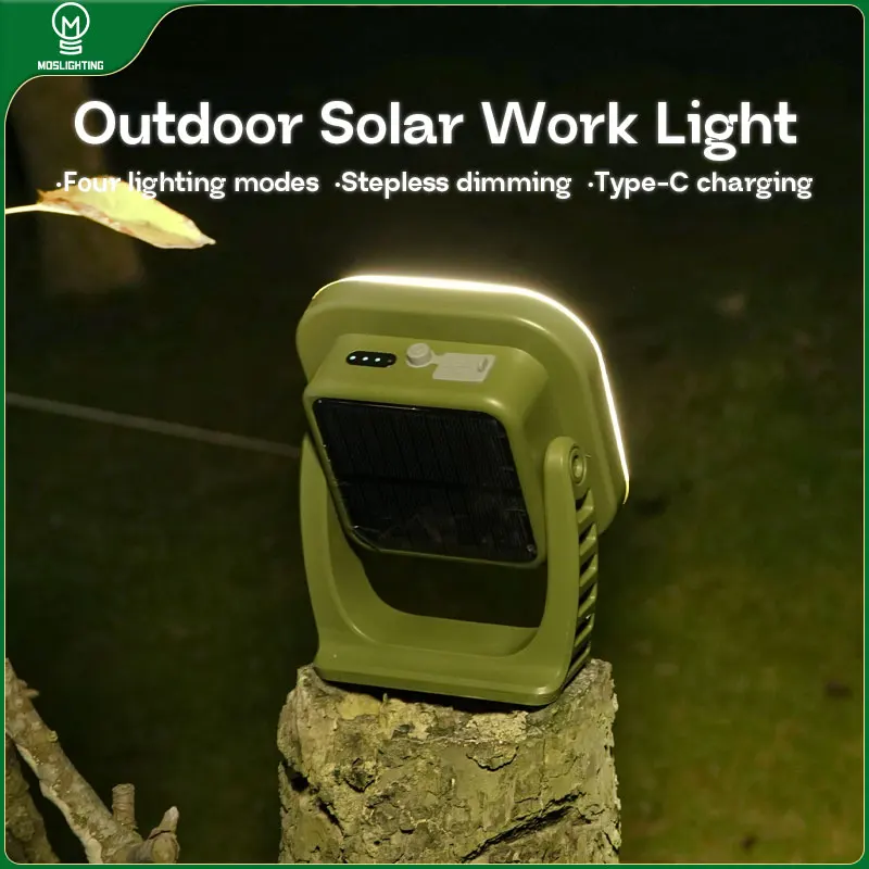 MOSLIGHTING Solar Rechargeable Work Maintenance Emergency Lights Cool Car Camping Gear Lantern Outdoor Flashlights Lamps LED 50W