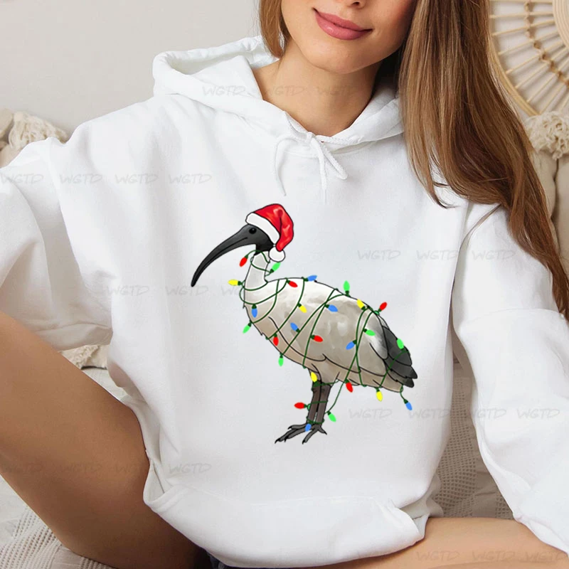 Australian White Ibis Printed Christmas Hoodies Women Fashion Casual Funny Cartoon Animal Hoody Classic Creative Sweatshirts