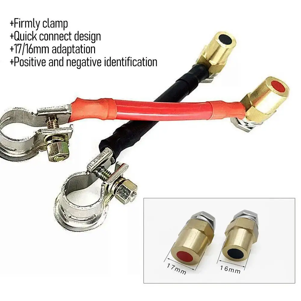 Car Battery Terminal Extension Cables Positive & Negative Power Wire Connectors Quick-Connect Battery Extension Cord Accessories