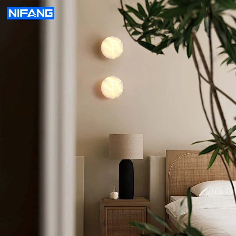 Moderne Nordic Wandleuchte Spanisch Natürliche Marmor Runde Wand Lampe Wohnzimmer Flur Treppe Wand Licht Schlafzimmer Nachttisch Lampe