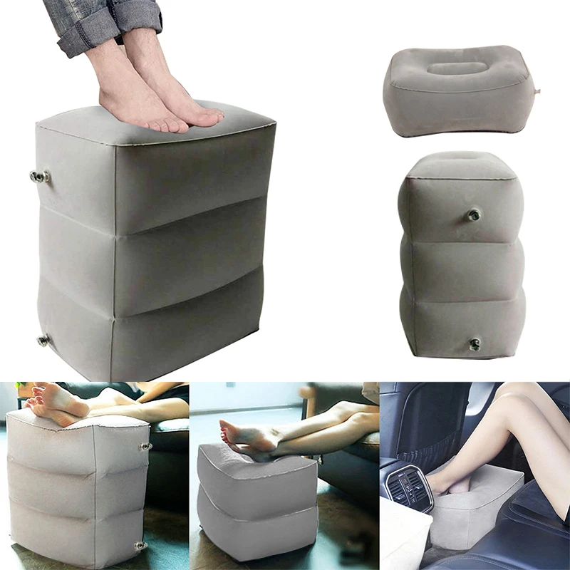 Inflatable Travel Foot Rest Pillow Airplane Train Car Foot Rest Cushion Inflatable Body Pillow Cushion With Storage Bag