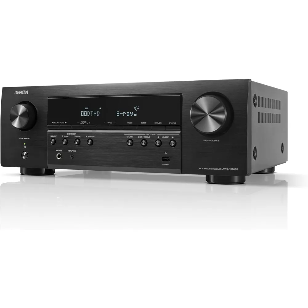 AVR-S570BT 5.2 Channel AV Receiver - 8K Ultra HD Audio & Video, Enhanced Gaming Experience, Wireless Streaming via