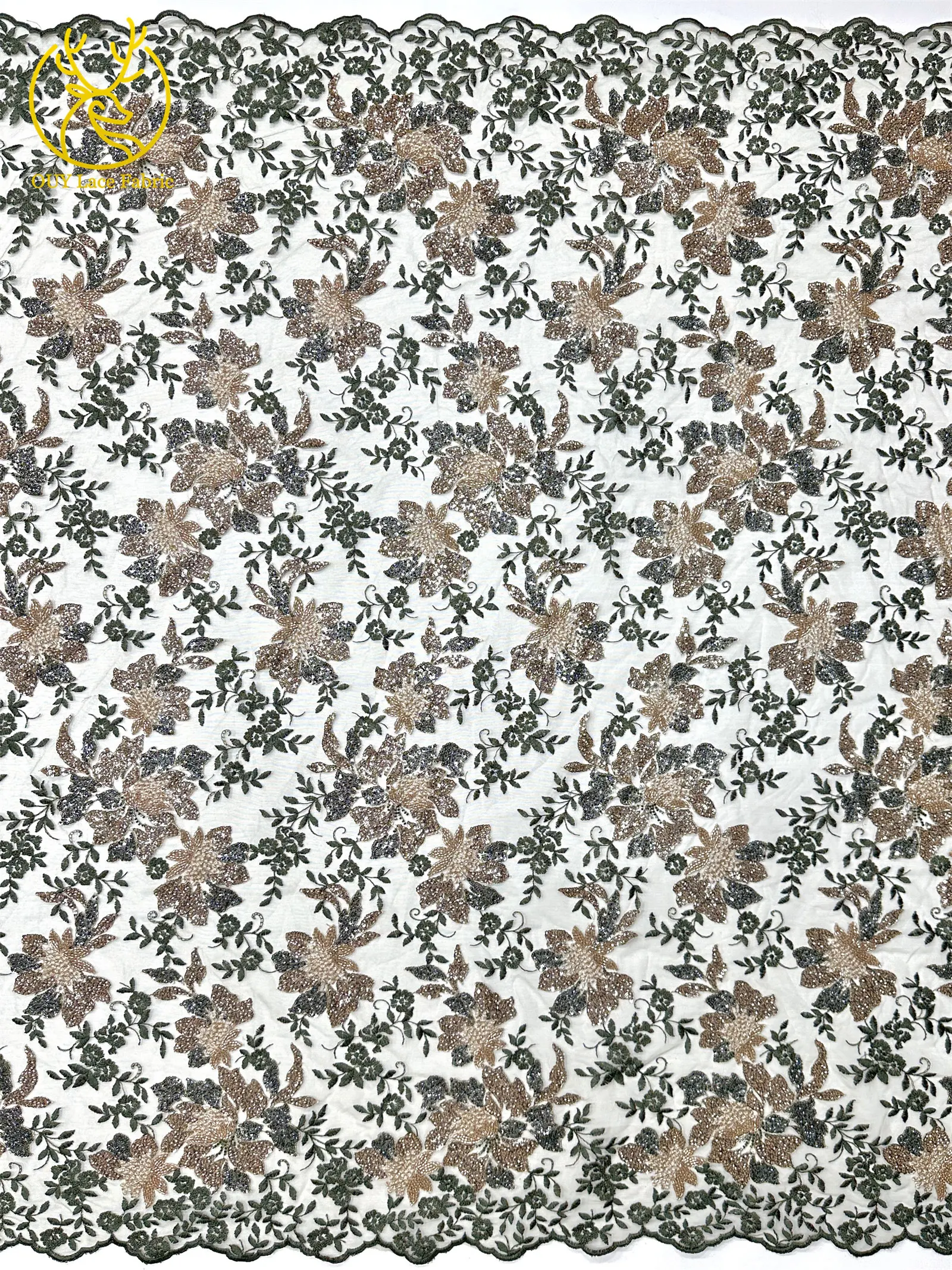 Neues Design Französische Pailletten-Stickerei Spitzenstoff 2026 Hochwertige Afrikanische Perlen-Spitze Nigerianisches Party-Abendkleid Nähzubehör – Detail 6